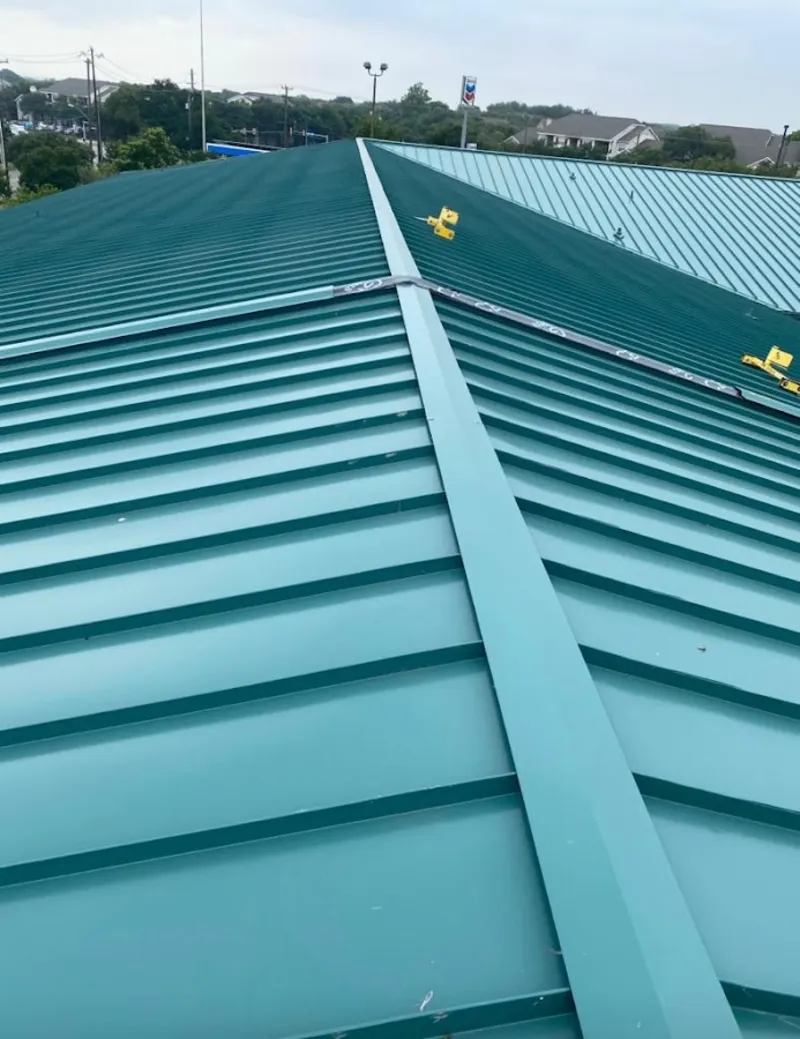 Green commercial metal roof ridge and valley for Metal Roof Repair in Kingstowne